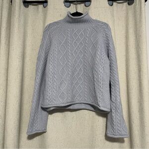 J. Crew Gray Cable Knit Turtleneck Sweater